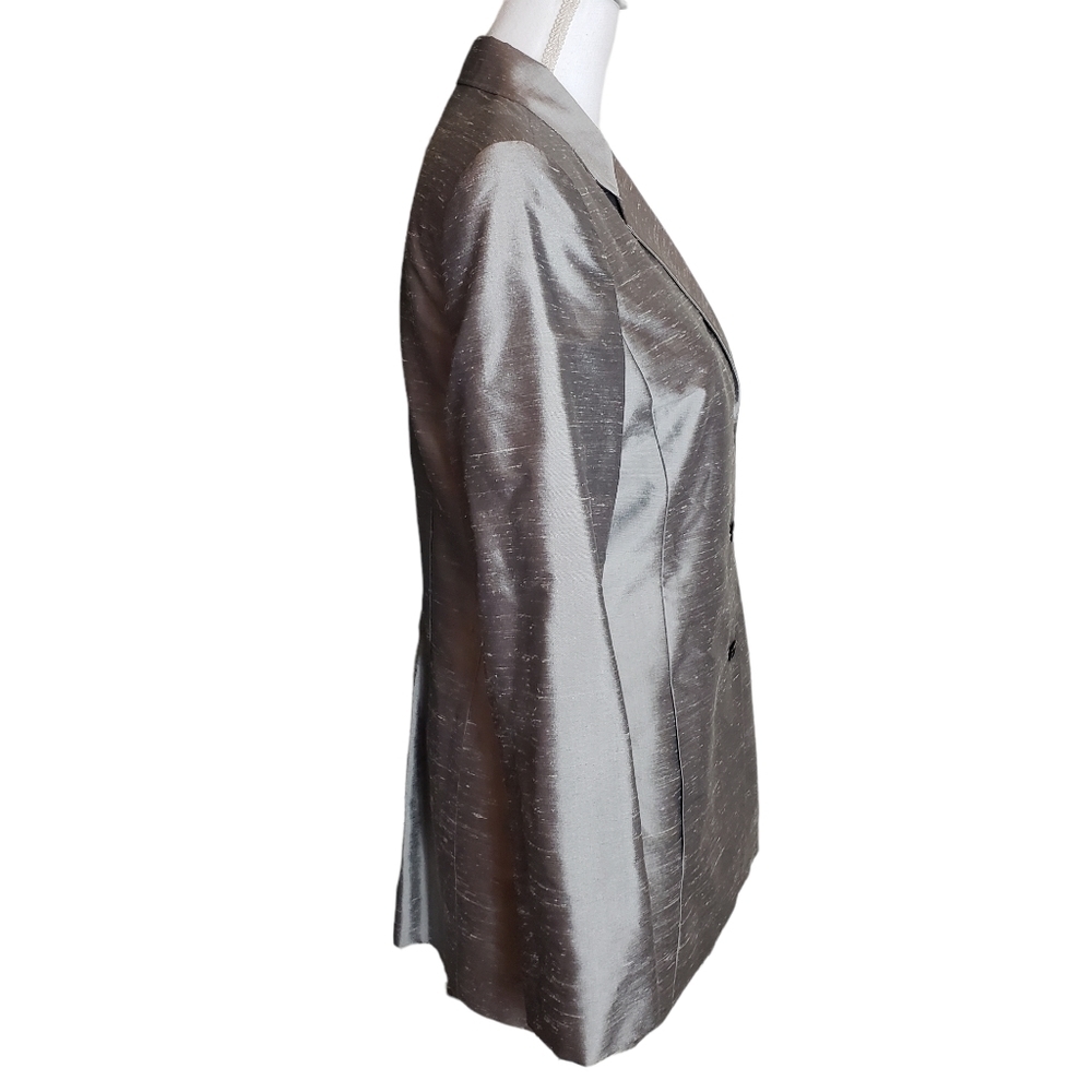 Liz Claiborne 100% Silk Gray Blazer Jacket Size 8 Button Up Professional Career - Picture 3 of 13